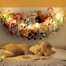 1pc Large Bohemian Stuffed Animal Net Or Hammock, Toy Hammock, Stuffed Animal Storage Corner Hanging Net Rack, Net Hammock Plush Toy Hanging Storage With Hooks For Bedroom (Without LED Light) - Multicolor - View 3