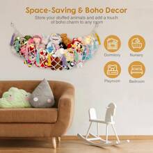 1pc Large Bohemian Stuffed Animal Net Or Hammock, Toy Hammock, Stuffed Animal Storage Corner Hanging Net Rack, Net Hammock Plush Toy Hanging Storage With Hooks For Bedroom (Without LED Light) - Multicolor - View 7