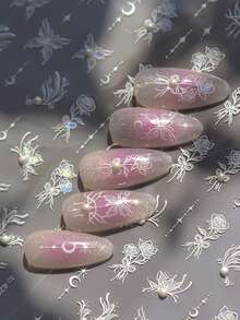 Beautizon Nailartlab 1 pièce Autocollants d'art pour ongles en forme d'étoile/lune/papillon, accessoires DIY, style Y2K, demi-cercle perle 5D Autocollants de décoration pour ongles - Multicolore - Voir 1