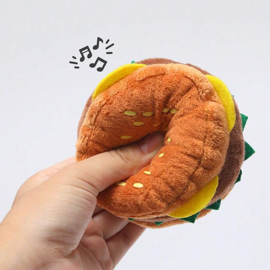 Suministros para mascotas - Juguetes de peluche con forma de hamburguesa con función de producción de sonido, capacidad de moler y limpiar los dientes, resistente a mordeduras. Solo para perros. - Multicolor - Ver 1