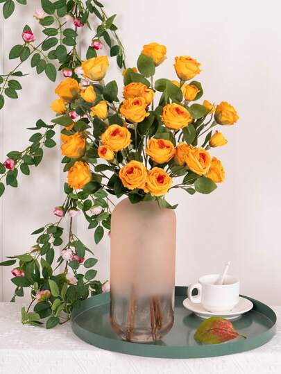1pc Simulation Flower, Silk Snow Mountain Rose, 66cm Long, PVC  Material Light And Soft, Long Storage Time, Green Artificial Plants, Flexible, Western Romantic Wind - Used In Home Decoration, Vase Flower Arrangement, Flower Decoration, Flower Arrangement, Love, Wedding Dress, Party, Activity, Living Room, Bedroom, Family Table Decoration, Garden, Hotel, Bar, Cake Decoration And DIY Wall, End Table, Office Desktop Filling.