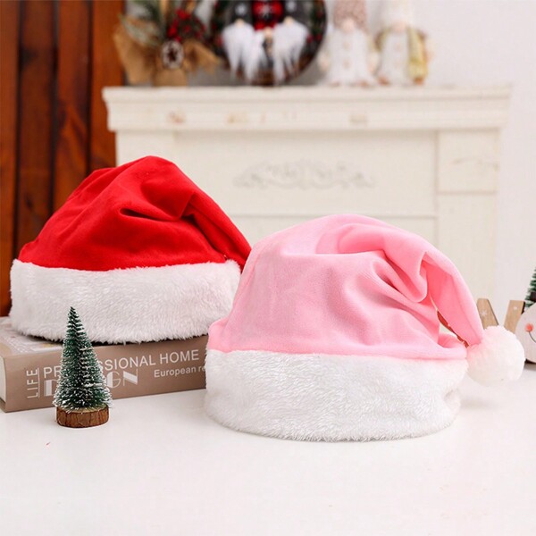 1pc New Fashionable Christmas Hat, Soft Crystal Fabric Christmas Party Decorative Accessory For Adults,Christmas