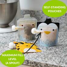 Reusable Food Pouch For Baby & Toddler Puree And Yogurt - Self Standing 5 Oz Refillable Squeeze Pouches With Leak Proof Double Zipper - Animals 6 Pack - Multicolor - View 3