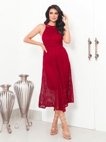 Women Sweater Dresses - Burnt Red - View 10