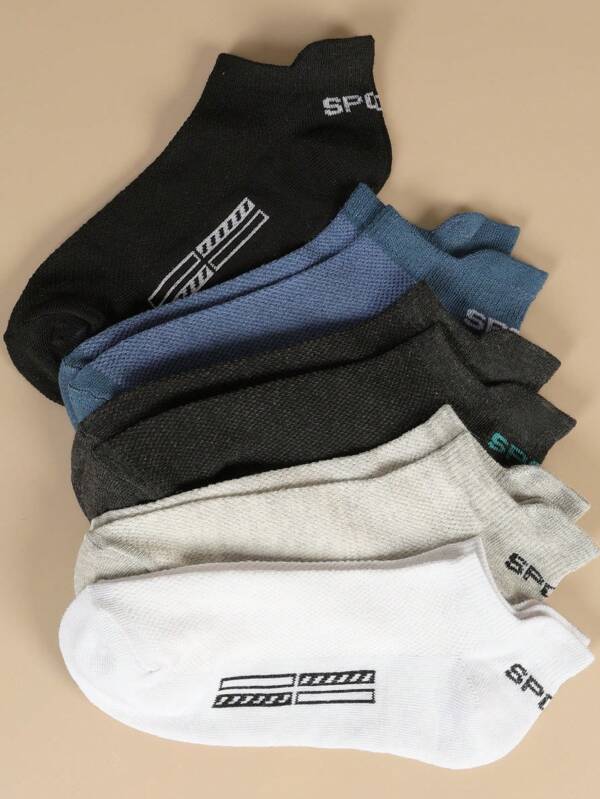 5/10 pares de calcetines cortos para hombre, de varios colores, casuales y de moda, con tecnología de transpiración, aptos para todo el año