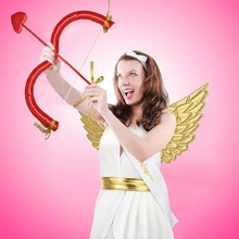Cupid Costume Set With Wings And Bow And Arrow, Red & Gold, For Halloween Cosplay Photography Props,Christmas - Red - View 1