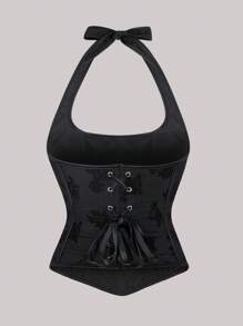 Camiseta sin espalda con cordones sexy para mujer, top de calle con espalda al descubierto de moda - Negro - Ver 9