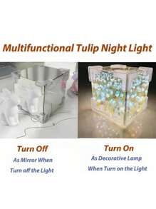 21 Diy Cubo De Rubik Lámpara Noche De Tulipanes Con Espejo,Flor Lámpara de noche de tulipán,noche pequeña tridimensional creativa ,Flor Lámpara de noche de tulipán, lámpara LED de espejo infinito, tulipanes, decoración de producto terminado, luces artificiales,  lámpara de mesita de noche Regalo para novia, niños DIY, regalo de cumpleaños, decoración de la habitación 12*12*12CM - Azul - Ver 4