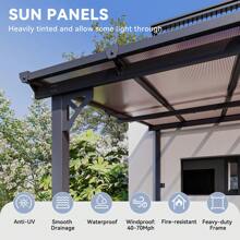 AOXUN 10'x10' / 12'10' Gazebo, Wall Mounted Gazebos Pergola, Outdoor Patio, Gazebo Awnings With Sloped Roof - 灰色 - 查看 3
