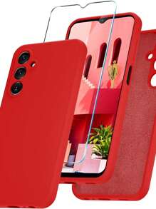 2 In 1 Kit Silicone Case + 3D Glass Film Compatible With Samsung S10 PLUS - Đỏ - Xem 1