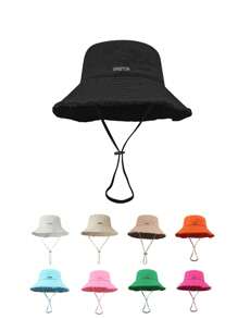 1 pezzo Cappello da pescatore da donna con coulisse sul bordo, in tessuto morbido, antivento, alla moda, adatto per uso quotidiano, pendolarismo, viaggi, vacanze e regalo di Ognissanti