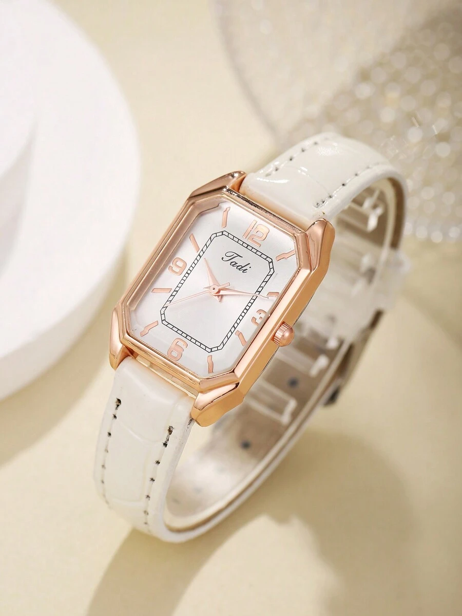 1 件经典简约皮革手表 - 白色 - 查看 1