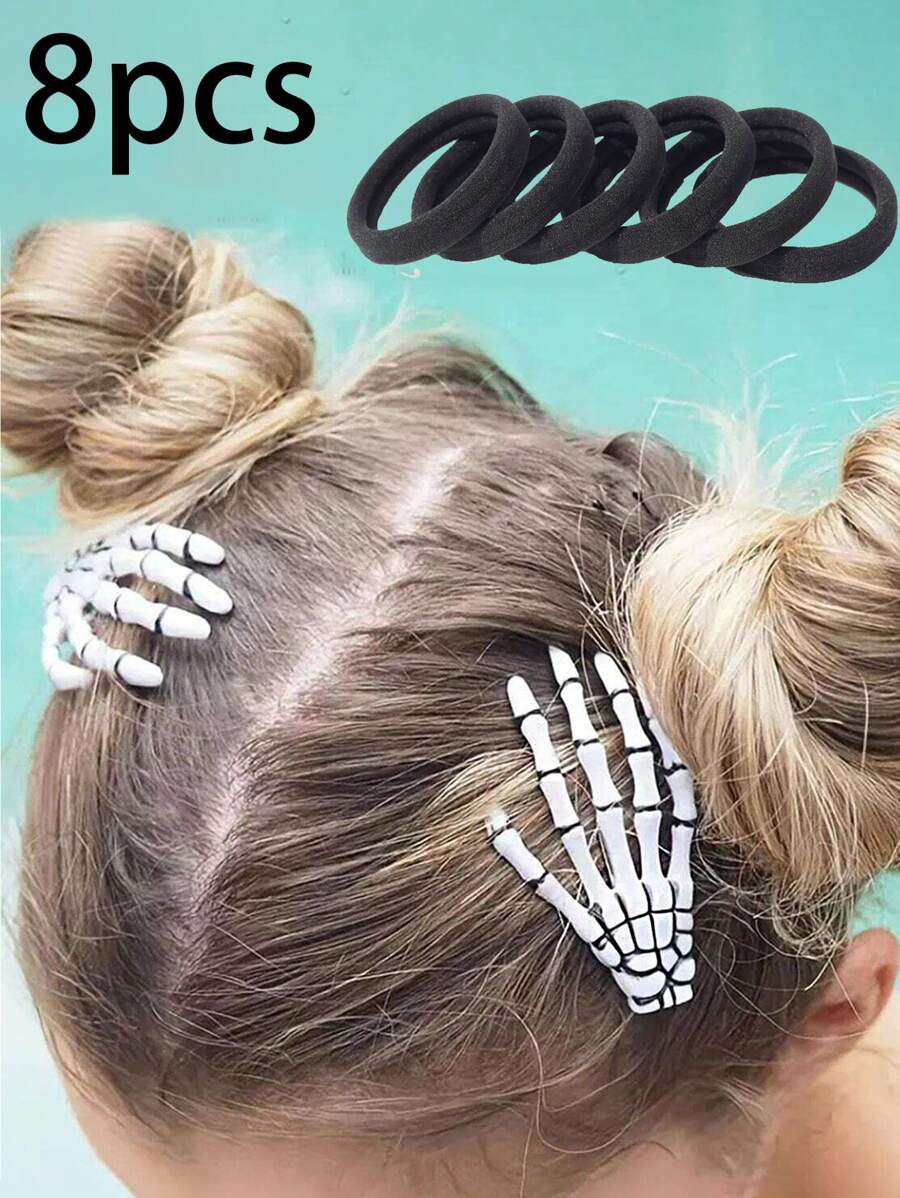 8pcs Halloween Ghost Hand Hair Clips, Dark Punk Exaggerated Hair Accessories, Skeleton Hand Hair Clips, For Halloween Party