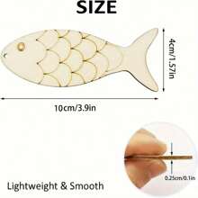 30pcs Unpainted Fish Shaped Wood Cut Out Fish DIY Crafts Cutouts Blank Wooden Hanging Ornaments For Wedding Birthday - As the Picture0 - View 3