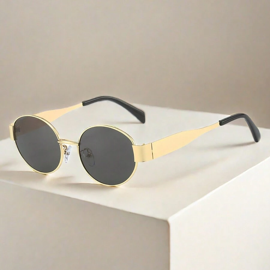 Gafas ovaladas extra grandes para mujeres, gafas con montura redonda clásica y lindas - Negro - Ver 1