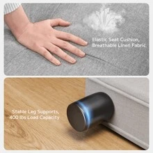 3 In 1 Adjustable Sleeper Sofa Chair Bed With Storage Pocket, Convertible Pull Out  Sleeper Bed , Adjustable Backrest ,Modern Soft Fabric Muebles Para Sala Furniture For Living Room ,BedroomApartment,Office,Grey - 淺灰色 - 查看 7