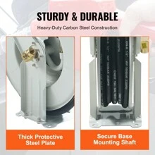 Fuel Hose Reel, 1/2" X 50', Extra Long Retractable Machine Oil Hose Reel, Spring Driven Auto Swivel Rewind, Heavy-Duty Carbon Steel Construction With Hose For Auto Repair, Industries, 2300 PSI - Multicolor - View 6