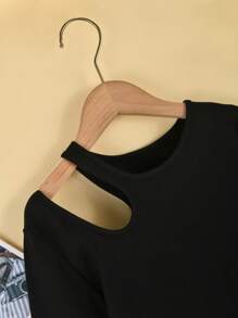 Mono de manga larga con cuello redondo de unicolor y elástico para niña preadolescente