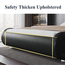 Allewie Full/QueenKing Size Bed Frame With Ergonomic & Adjustable Headboard, Low Profile Modern Upholstered Platform Sleigh Design - Easy Assembly, No Box Spring Required, Black/White/Grey * Bed Frame Queen Queen Bed Frame Bed Frame Full Full Size Bed Frame King Size Bed Frame Twin Bed Frame Room Decor Home Decor Christmas Decor Bedroom Decor Valentine Day Decor Storage Living Room Decor Furniture House Decor - 黑色 - 查看 8