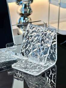 1pc Acrylic Glacier Texture Transparent Phone/Tablet Stand, Portable, Sturdy, Thick, Holder - Multicolor - View 6