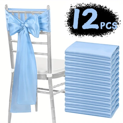 12 pièces Élégante écharpe de nœud de satin pour chaise - convient pour mariage, fête, événements d'hôtel, décoration de maison, usage polyvalent