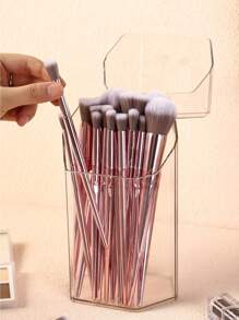 1pc Makeup Brush Organizer Cylinder,Room,Home,Bedroom,Bathroom,House,Pink Room,Living Room Decor,Travel Stuff,Gift Bag,Gifts For Mom,Dad,Men,Friends,Teacher,Birthday,Wedding,Desk,Shelves,Accessories,Gift Boxes,Funny Gift,Storage,Makeup Brush Holder - Clear - View 1