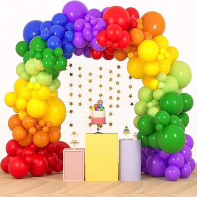 189pcs Rainbow Balloon Arch Kit, 7 Color Options, 5/12/18 Inch Latex Balloons, Suitable For Birthday Party, Wedding Anniversary, Christmas Decoration And More