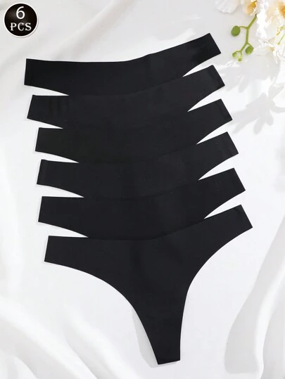 Paquete de 6 bragas tipo tanga sin costuras con forma de V en la cintura, de bajo corte, en varios colores