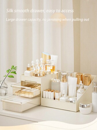 Caja de almacenamiento de maquillaje expandible, blanca, de plástico, con cajones - Organizador multifuncional, adecuado para el tocador del baño, el escritorio y los accesorios de vanidad, decoración de la habitación, bolsas, bolsa de maquillaje, tocador, viaje, bolsa de maquillaje, artículos de viaje esenciales, organizador, almacenamiento, artículos de viaje esenciales, organizador de maquillaje, bolsas de maquillaje, organizador de maquillaje, organizador, bolsa de aseo, organizador de escritorio, bolsa de cosméticos, bolsa de maquillaje, organizador de maquillaje, accesorios de tocador, bolsa de maquillaje, bolsas de maquillaje, joyero, bolsa, soporte para brochas de maquillaje, soporte para brochas, organizador de perfumes, bolsa