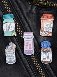 1/5 piezas de broche de esmalte creativo con forma de botella de medicina, insignia de estrella personalizada, regalo de dibujos animados de salud mental, para amigo, médico, enfermera, decoración de solapa, accesorios de vestir, alfiler para ropa, bolso, dije, mochila para la escuela