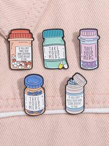 1/5 piezas de broche de esmalte creativo con forma de botella de medicina, insignia de estrella personalizada, regalo de dibujos animados de salud mental, para amigo, médico, enfermera, decoración de solapa, accesorios de vestir, alfiler para ropa, bolso, dije, mochila para la escuela