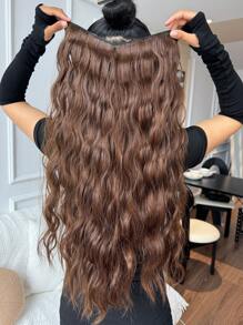 One-Piece V-Curly Synthetic Hair Extensions 26"  Full Head Curly Wave Clips In On Synthetic Hair Extensions  Hairpieces For Women  Piece - Light Brown - View 2