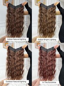 One-Piece V-Curly Synthetic Hair Extensions 26"  Full Head Curly Wave Clips In On Synthetic Hair Extensions  Hairpieces For Women  Piece - Light Brown - View 8