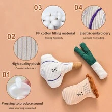 Brinquedos de Pelúcia em Formato de Alho, Cogumelo, Cebola, Brinquedos de Entretenimento para Cachorros, Brinquedos com Apito, Brinquedos de Companhia para Cachorros