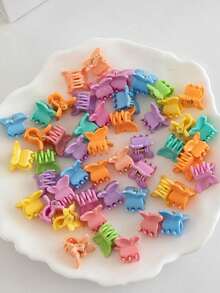 50 Pieces Of Mini Colorful Butterfly Pattern Small Hair Claws, Cute Small Grab Clips, Broken Hair Bangs Clips (Color Random) - Multicolor - View 7