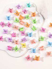 50 Pieces Of Mini Colorful Butterfly Pattern Small Hair Claws, Cute Small Grab Clips, Broken Hair Bangs Clips (Color Random) - Multicolor - View 2