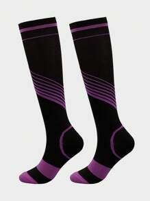 Unisex Striped Compression Socks, Suitable For Running, Cycling, Hiking, And Long-Standing Professions - Multicolor - View 13