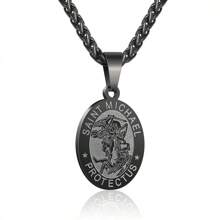 Collar de San Miguel para hombres, medalla de acero inoxidable del santo arcángel San Miguel, colgante medallón del santo guardián San Miguel - San Miguel - Ver 11
