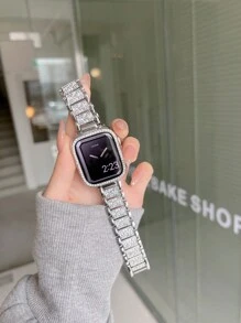 1 件钻石镶嵌表带适用于 38/40/41/42/44/45/46/49 毫米 Apple Watch Ultra/SE/Series 10/9/8/7/6/5/4/3/2/1（无表壳） - 銀色 - 查看 2