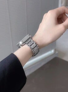 1 件钻石镶嵌表带适用于 38/40/41/42/44/45/46/49 毫米 Apple Watch Ultra/SE/Series 10/9/8/7/6/5/4/3/2/1（无表壳） - 銀色 - 查看 5