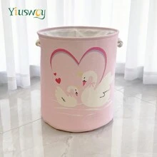 Yiuswoy 35x40cm(13.8x15.7In) Pink Folding Laundry Basket With Cute Rabbit And Bear Design, Thickened Fabric Storage Basket For Clothing, Toys And Miscellaneous Items, Home Decor, Bedroom Storage Dress Pants Shoes Jeans Boots Skirtlaundry Hamper,Washing Basketbathroom Organizer,Basket,Storage Basket,Foldable Laundry Basket