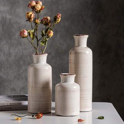 3 件套陶瓷花瓶，适用于餐桌装饰、婚礼装饰、北欧家居客厅装饰花瓶、家居装饰、花瓶、中心装饰、桌面装饰