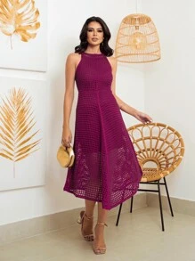 Women Sweater Dresses - 粉紅大麗花 - 查看 4