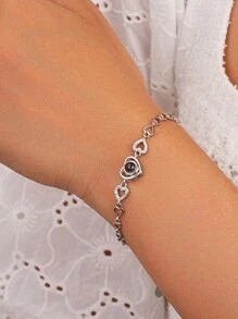 1 Stück personalisiertes Herz-förmiges Projektionsarmband, personalisierte Herzbild Projektion Armband für Frauen, Geschenk für Freundin, Valentinstag Geschenk, Weihnachtsgeschenk, Muttertags Geschenk