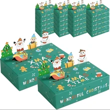 Small Christmas Gifts Boxes, Christmas Candy Cane Cookie Folding Box, White/Green Christmas Candy Cookie Boxes With 3D Design For Giving, Cupcakes, Candy,Christmas - Multicolor - View 9