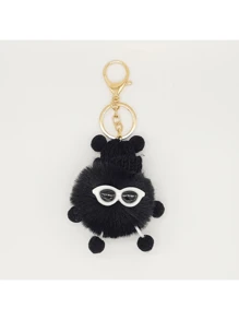 1 件仿兔毛精灵毛绒吊坠、包包可爱娃娃吊坠、汽车钥匙扣（眼镜颜色随机）
