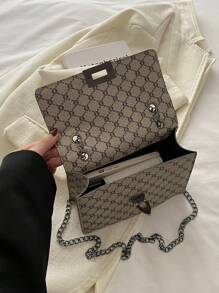 Bolso de hombro de unicolor, de moda y elegante, con estilo vintage impreso, cartera con solapa, bolso cruzado de PU, para uso diario de mujer