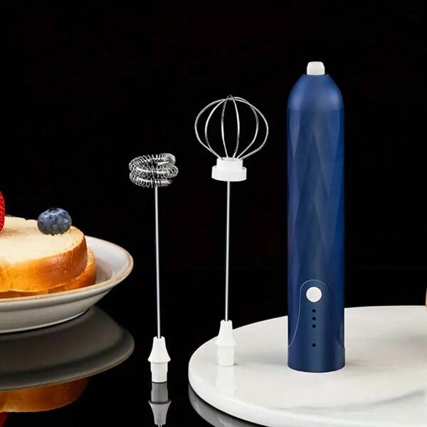 1 pieza Batidor de huevos eléctrico con 3 velocidades, espumador de leche portátil con carga USB, batidor manual para café, utensilios de cocina para el hogar, espumador, de vuelta a la escuela