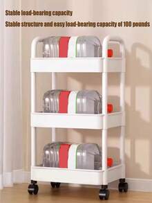 1pc Household Floor To Floor Multi Story Small Cart Storage Rack,Loadable Moveable Equipped With Pulleys  ,Suitable For Multiple Scenarios Such As Living Room, Bathroom, Kitchen, Bedroom, Study, Etc Suitable For Family Use - Multicolor - View 9