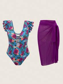 冠威新款简约连体泳衣，度假风夏季 - 彩色 - 查看 1